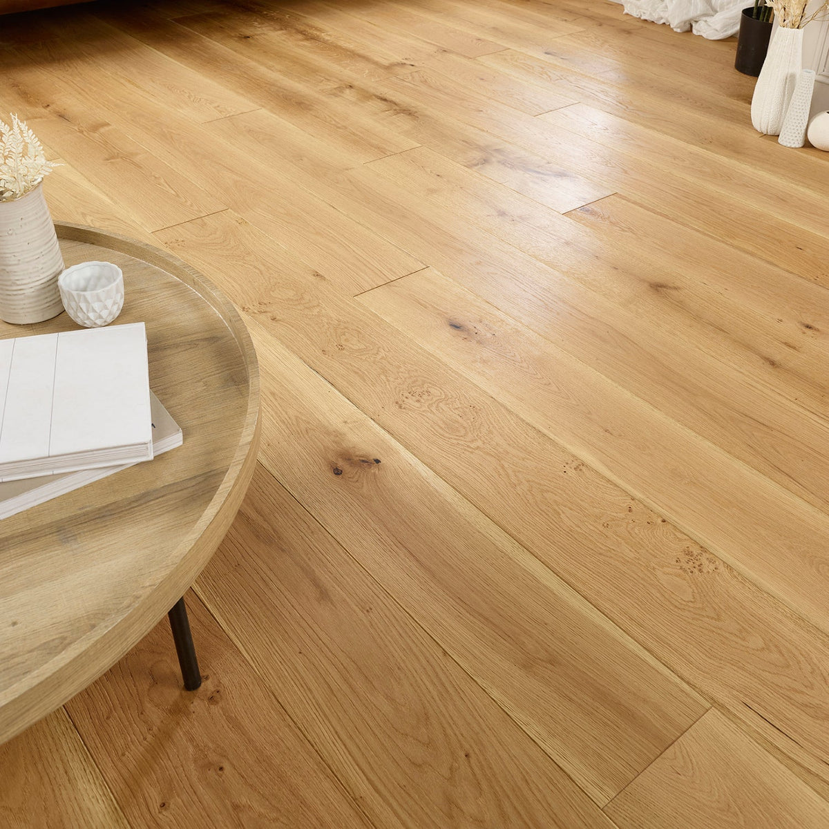 Linen natural engineered European oak wide-board plank flooring — The Brockwood Collection, Lusso Flooring