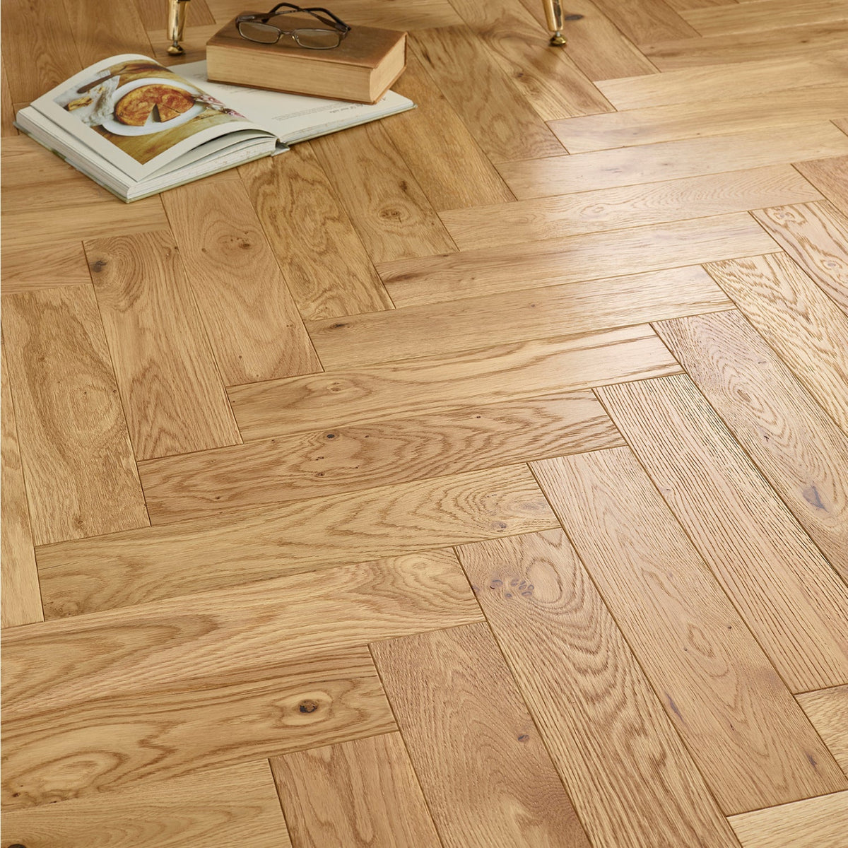Taffeta natural engineered European oak herringbone flooring — The Brockwood Collection, Lusso Flooring